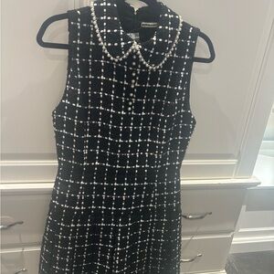 Alice and Olivia Black and White Checkered Garment with pearls